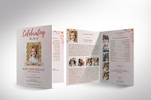 Pink Tabloid Funeral Program Templat, a Brochure Template by Four C Graphic