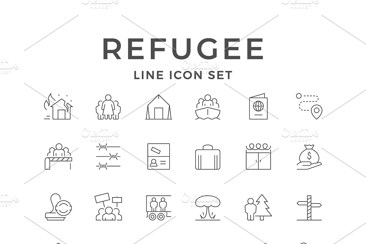 Set line icons of refugee, an Outline Icon by motorama (Photo 1 of 2)