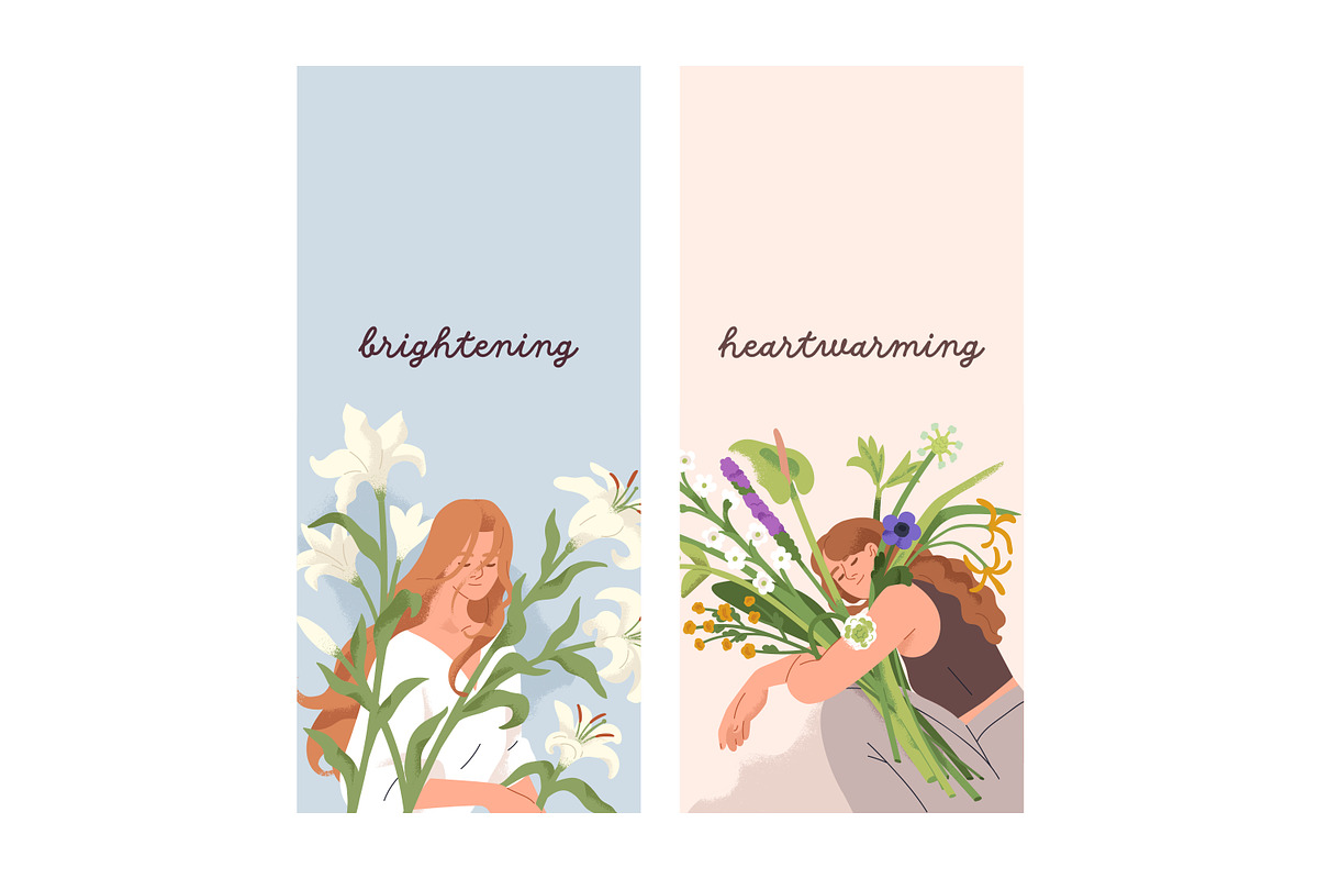 Women with flowers cards set, a Person Illustration by Good Studio (Photo 4 of 7)