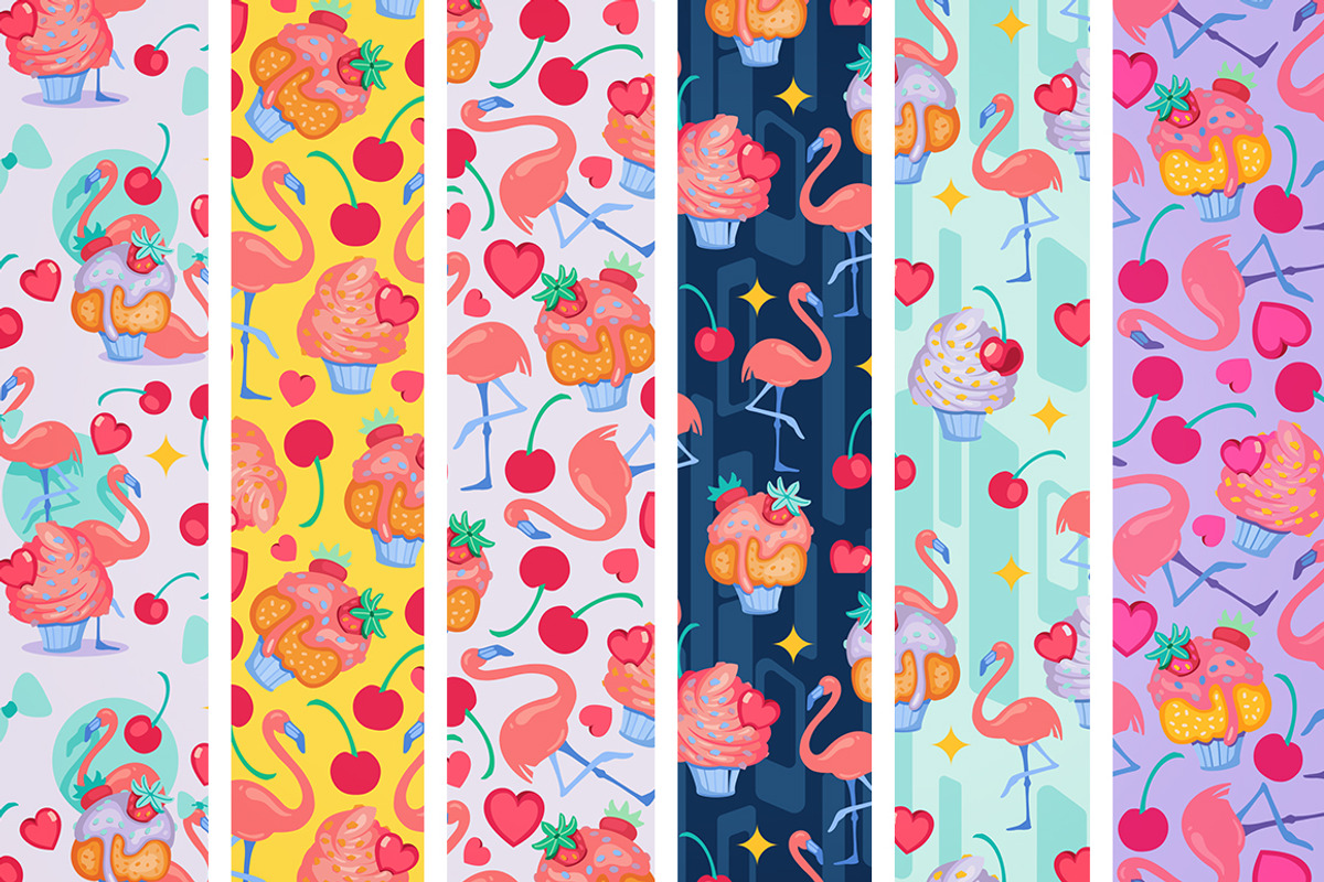 Cupcakes & Flamingos, a Pattern Graphic by Petite Salade (Photo 3 of 4)