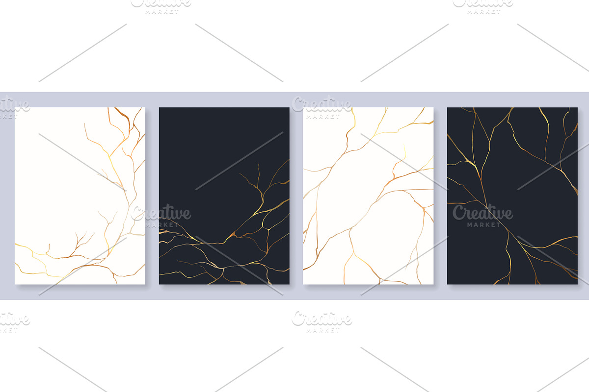 Japanese gold kintsugi cracks, a Decorative Illustration by Buch&Bee