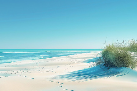 A peaceful beach scene with various, a Photo by LOGOCREATIVE