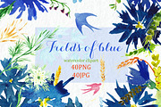 Fields of blue Watercolor clipart, an Illustration by LABFcreations (Thumbnail 1 of 2)