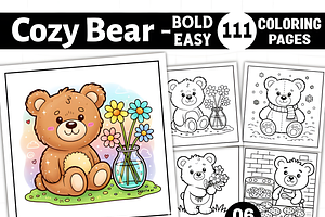 Cozy Bear Coloring Book, an Animal Illustration by Ink Gallery