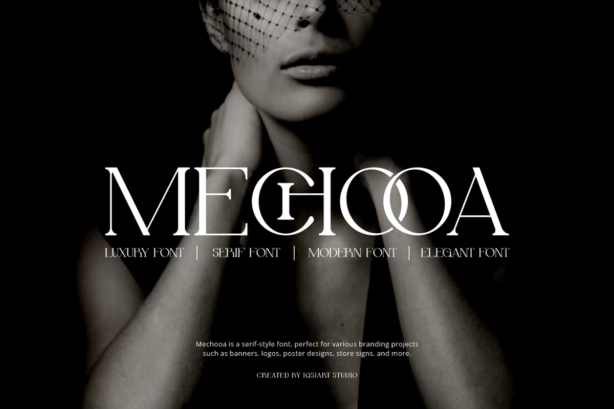 Mechooa - Modern Elegant Font, a Serif Font by Iqsiart Studio (Photo 1 of 8)