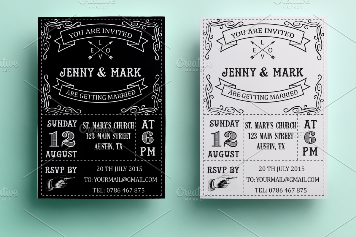 Retro Wedding Invitation, an Invitation Template by annago