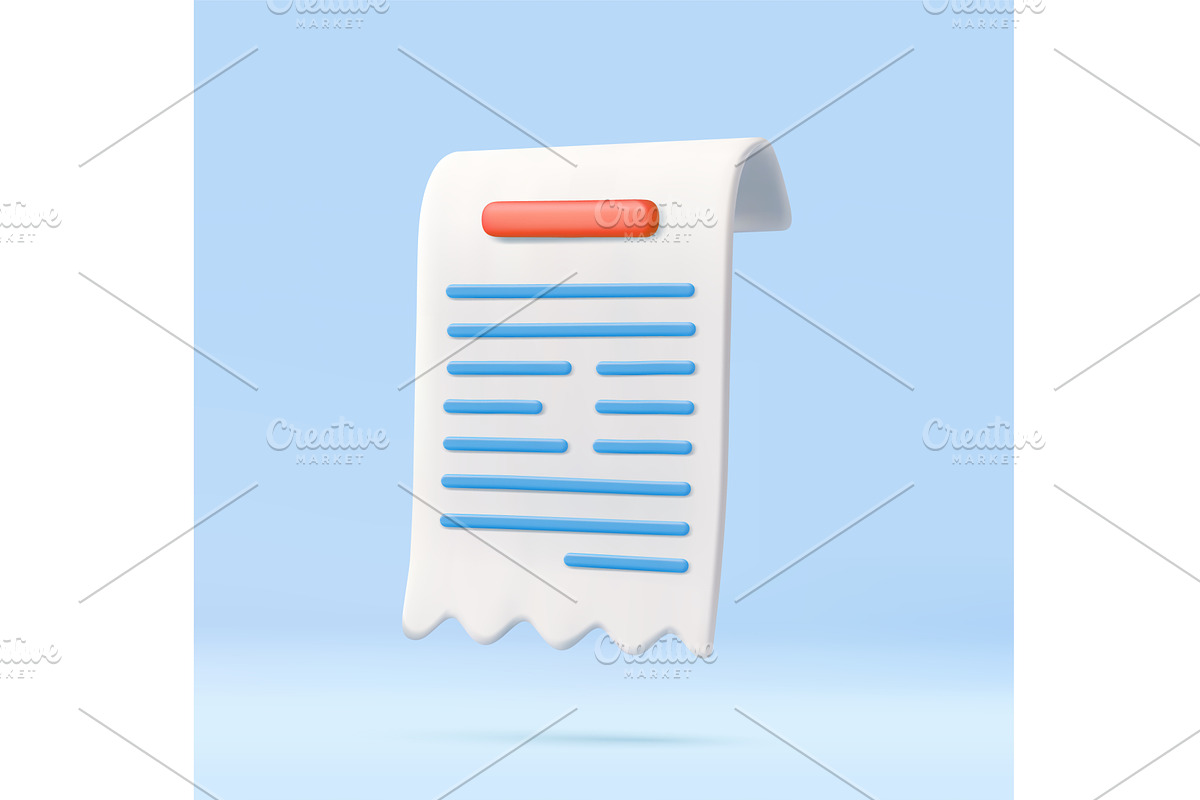 3d Paper bill of transaction receipt, an Object Illustration by ModVector