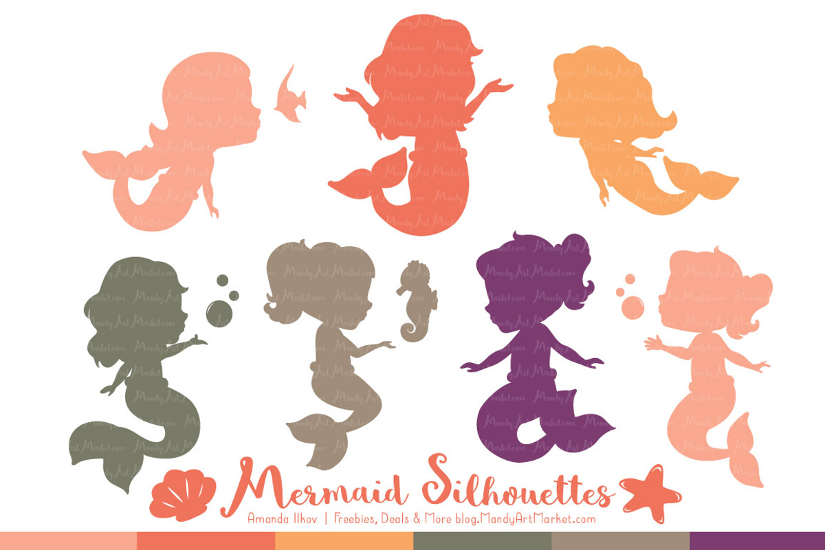 Mermaid Silhouettes in Antique Peach, an Illustration by Amanda Ilkov (Photo 1 of 3)