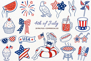 4th of July Clipart Independence Day, a Seasonal Illustration by SugarCloudStudioArt