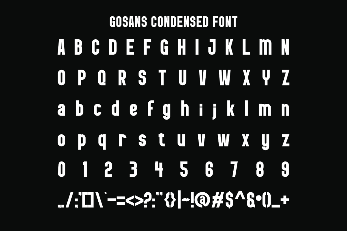 Gosans Condensed Font, a Sans Serif Font by Iqsiart Studio (Photo 4 of 9)