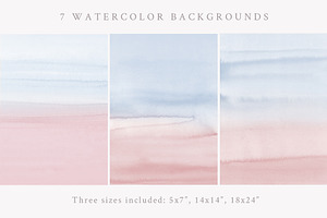 Watercolor Backgrounds - Blush/Blue