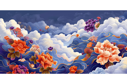 Floral Clouds with Colorful Peonies, a Nature Photo by tilialucida