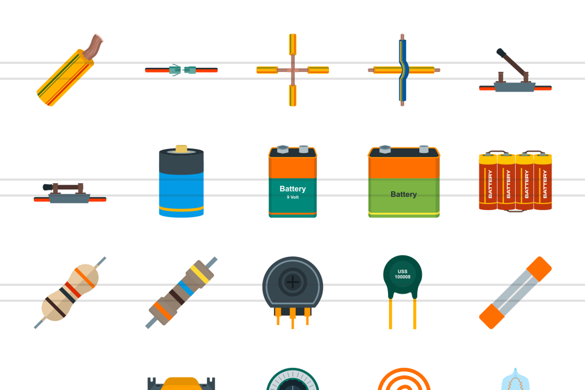 50 Electric Flat Multicolor Icons preview 2