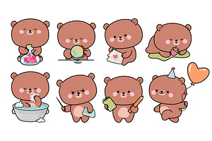 Kawaii funny bears. Adorable bear, an Animal Illustration by Valerie Bodnar