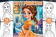 Beautiful Cute Princess Coloring Pag, a Person Illustration by Design Station (Thumbnail 1 of 5)