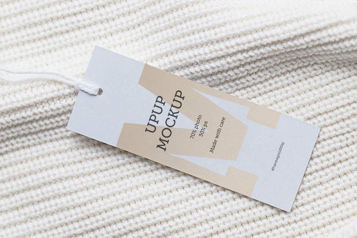 Clothes label tag blank white mockup, an Advertising Mockup by Olha Klein (Photo 2 of 3)