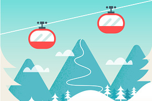 Winter Ski Resort Illustration