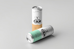 Standing and Lying Soda Can Mockup