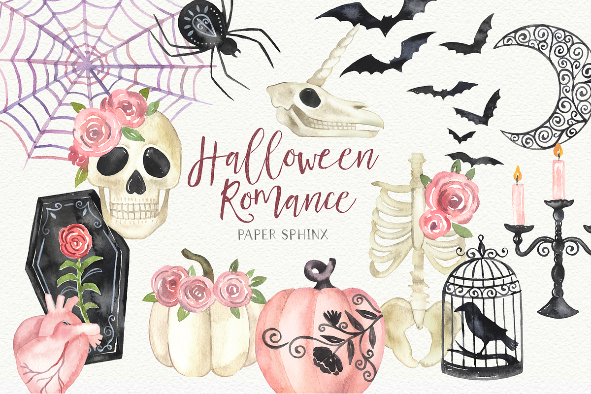 Halloween Romance Clipart, a Graphic by PaperSphinx (Photo 1 of 3)