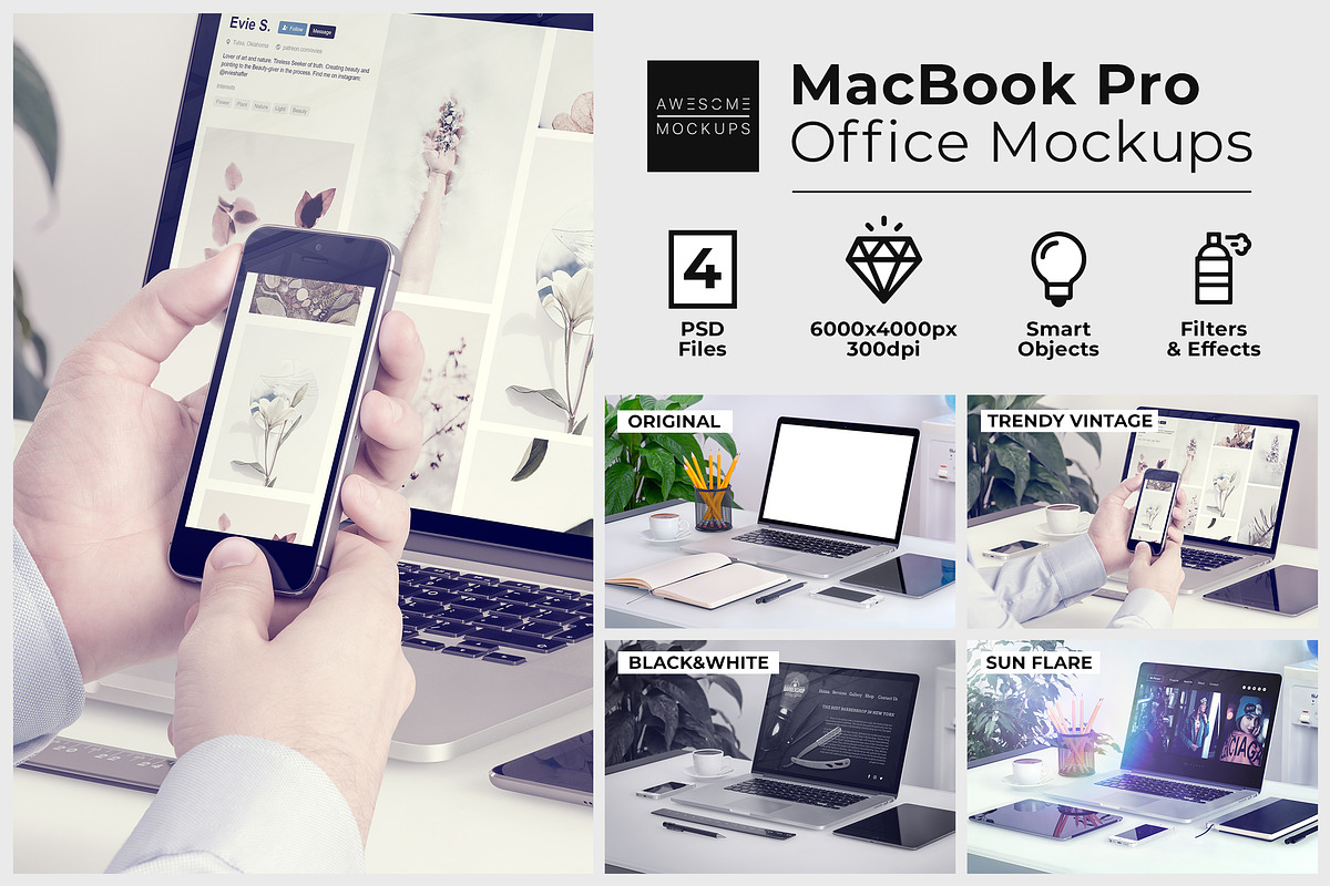 MacBook Pro Office Mockups, an iPhone Mockup by Mockups & Illustrations (Photo 1 of 11)