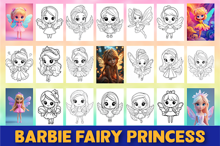 100 Barbie Fairy Princess Coloring