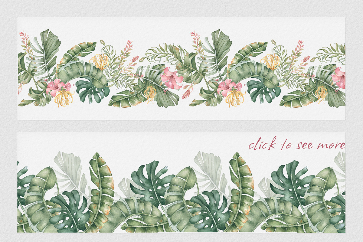 Tropical leaves watercolor patterns, a Pattern Graphic by Kate Lanbina (Photo 13 of 16)