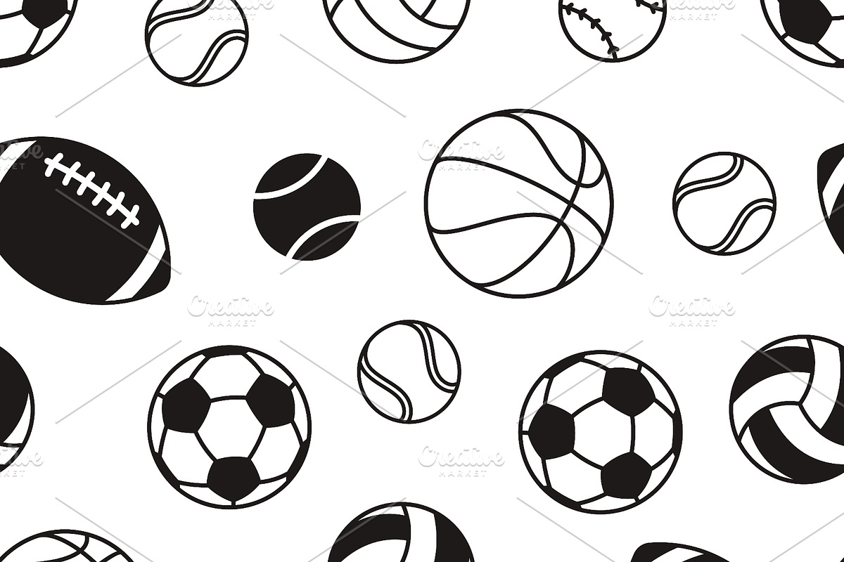 Sport balls seamless pattern, a Sport Illustration by LadadikArt (Photo 3 of 3)