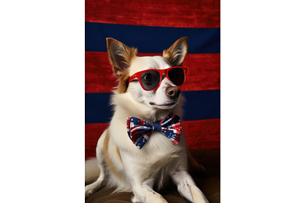 a pet wearing red, white, and blue, an Animal Photo by Sergey Kotenev