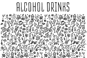 Cocktails & Drinks Hand Drawn Icons