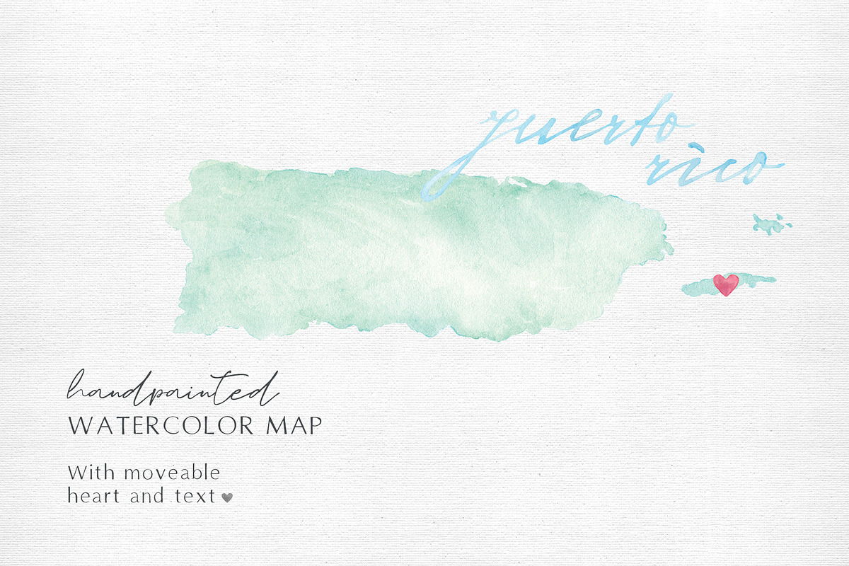 Watercolor Map of Puerto Rico, an Illustration by Beloved Paper (Photo 1 of 6)