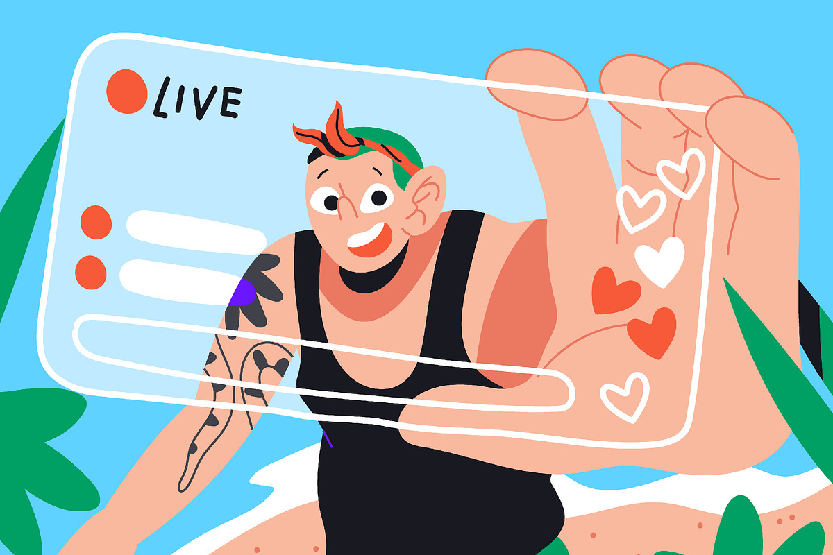 Blue Streaming Illustration, a Person Illustration by graphicook