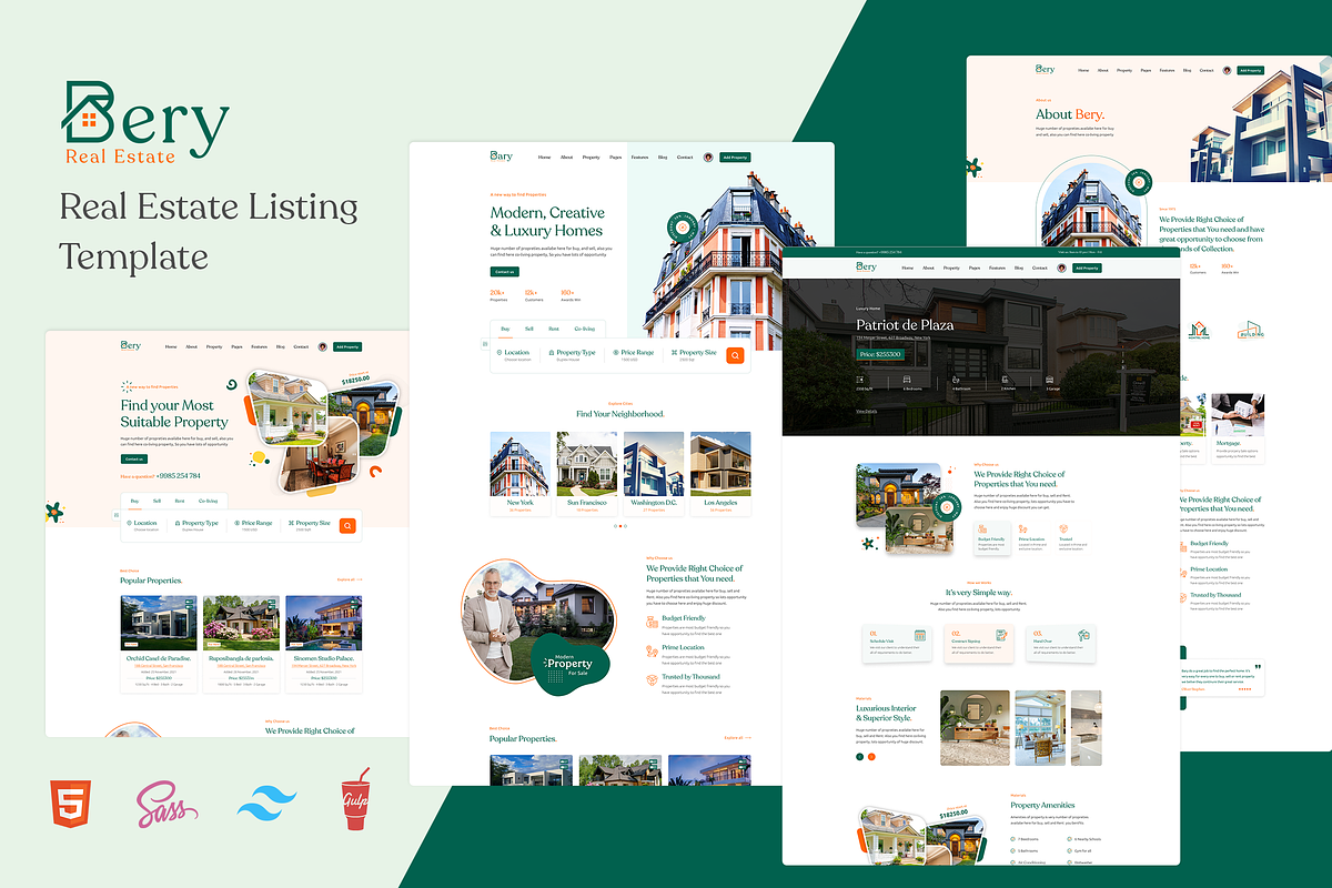 Real Estate Listing Template - Bery, a HTML Template by HasThemes (Photo 1 of 2)
