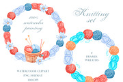 Knitting watercolor set. Crochet., an Illustration by SabinaWatercolorArt (Thumbnail 9 of 16)