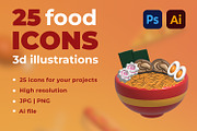 3D Food Icons Collection, an Object Graphic by tinuwiell (Thumbnail 2 of 3)