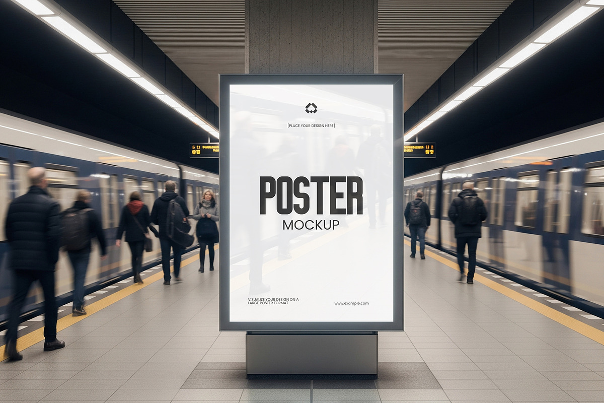 Station Subway Lightbox Poster Mock, an Advertising Mockup by graphypix (Photo 1 of 4)
