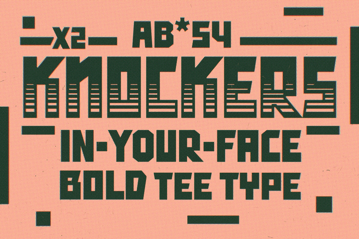 Knockers | T-shirt Type, a Sans Serif Font by Artifact Bazaar (Photo 1 of 8)