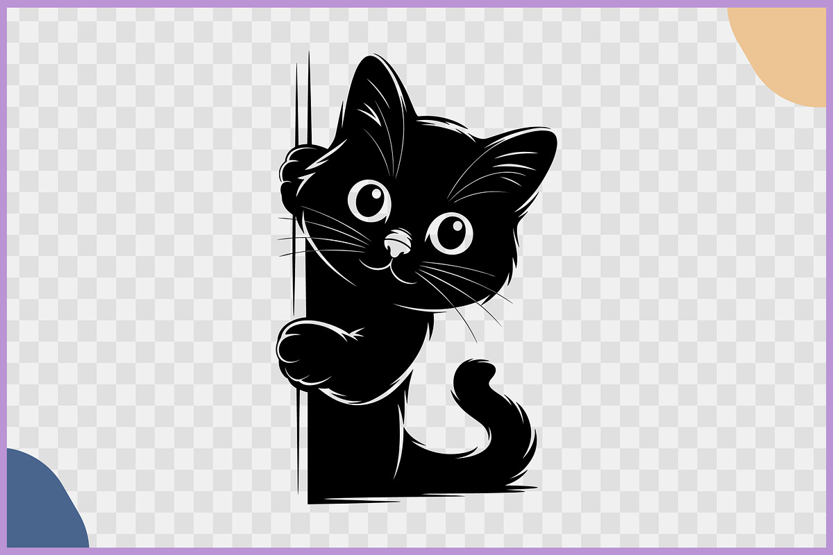 Black Cat Peeking Clipart SVG Bundle, an Animal Illustration by Gfx Expert Team (Photo 15 of 18)