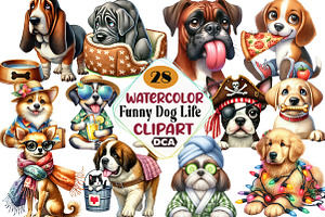 Funny Dog Life Clipart Bundle, an Illustration by DreamCafeArt