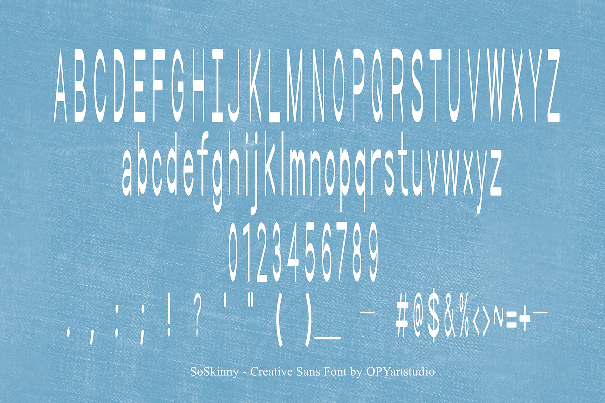 SoSkinny - Condensed Sans Font, a Font by OPY ArtStudio (Photo 2 of 5)