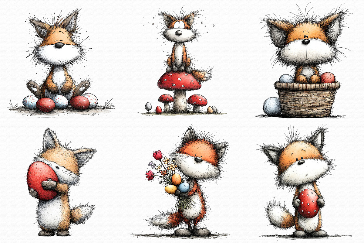 Whimsical Easter Fox Clipart, an Illustration by Libby Wishes (Photo 2 of 7)
