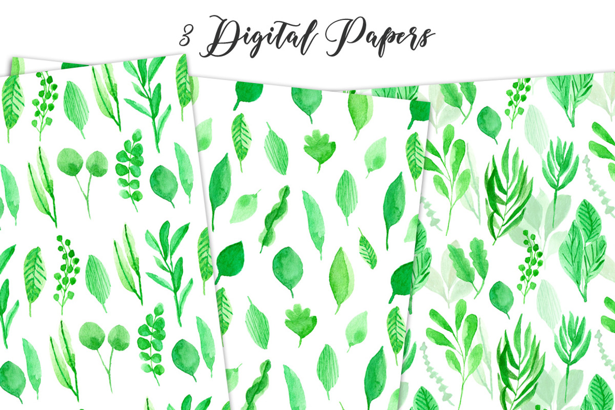 Leafy Watercolor Clipart, an Illustration by wulano (Photo 4 of 6)