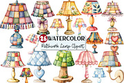 Watercolor Patchwork Lamp Clipart, an Illustration by Rose Art (Thumbnail 1 of 4)