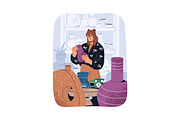 People do ceramics, pottery workshop, a Person Illustration by PaperTrident (Thumbnail 6 of 10)