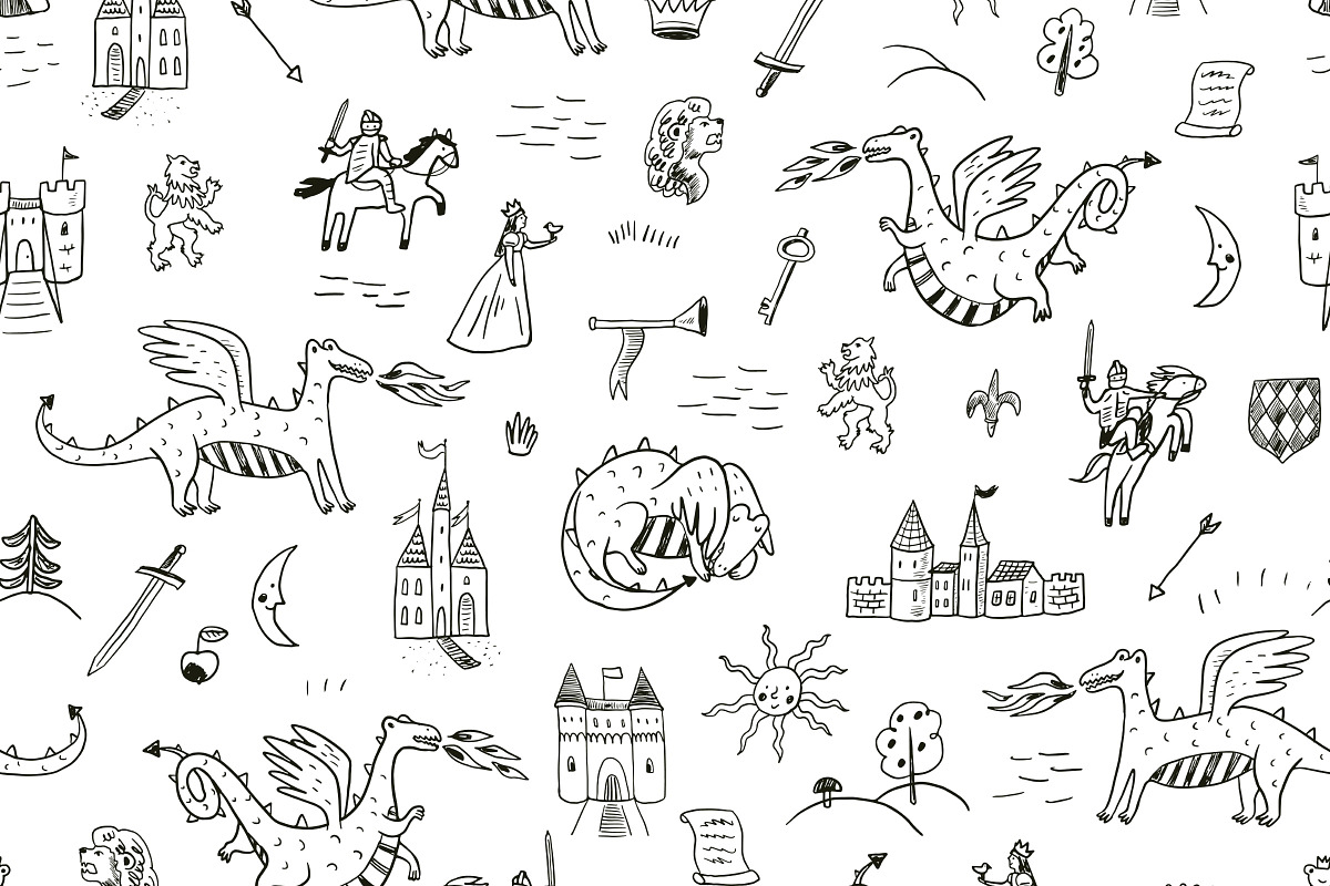 Fantasy Kingdom Dragons Bundle, a Pattern Graphic by GooseFrol (Photo 5 of 22)