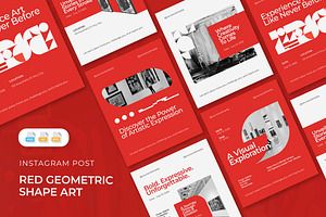 Red Geometric Art - Instagram Post, a Social Media Template by AQR Studio
