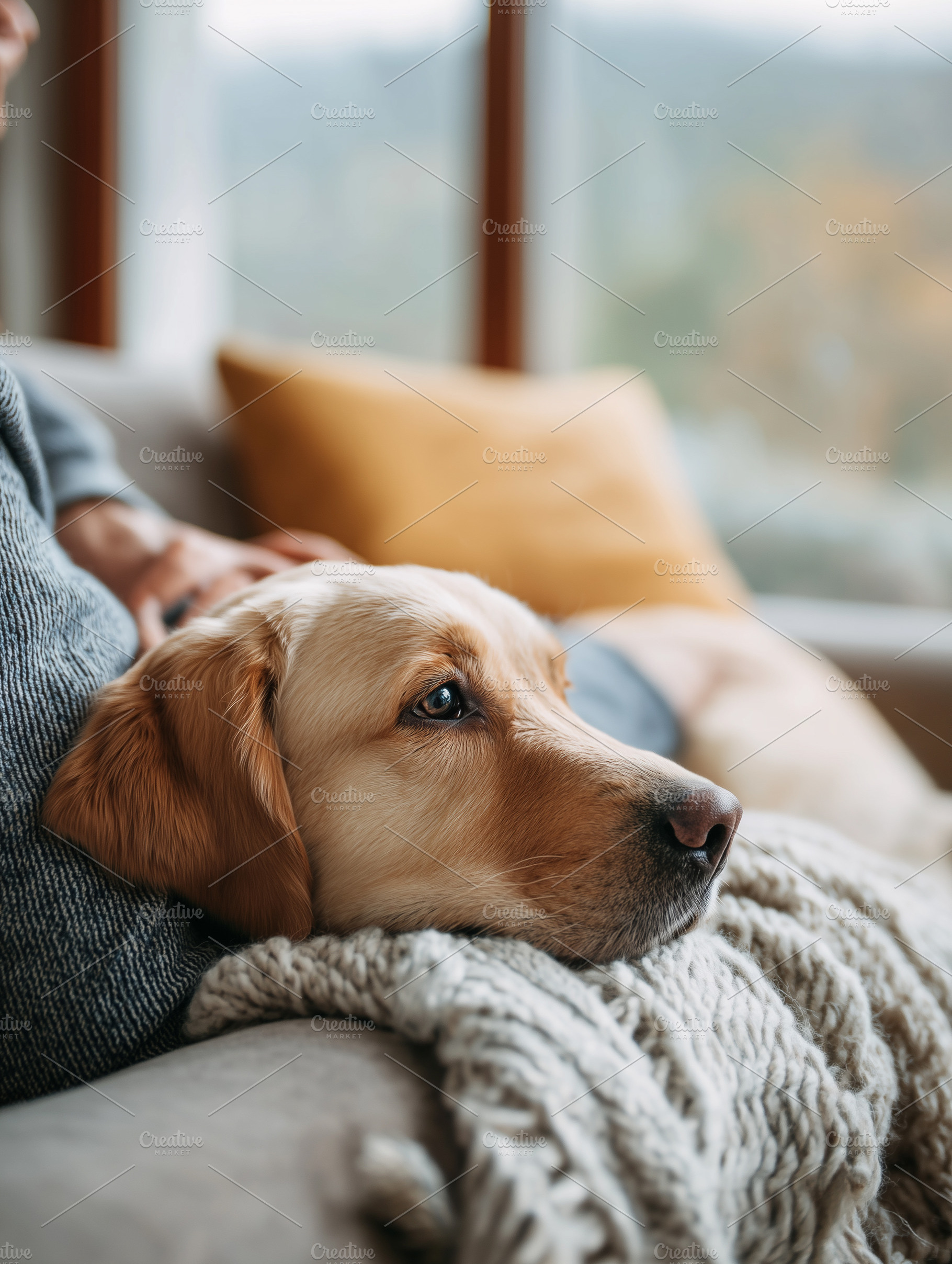 Golden retriever dog relaxing on, an Animal Photo by MistyDay