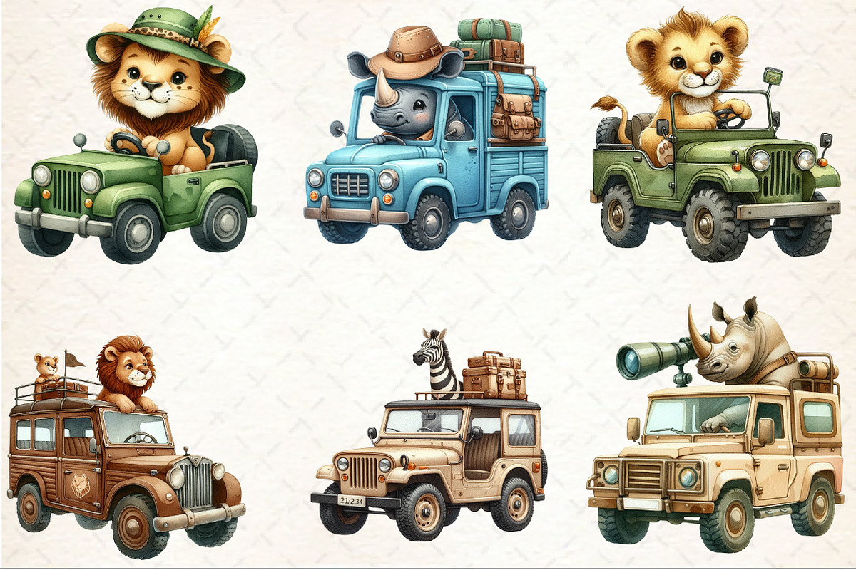 Safari Animal Car Clipart, an Illustration by Rose Art (Photo 7 of 7)