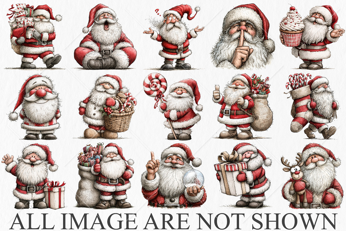 Whimsical Quirky Santa Clipart, a Seasonal Illustration by Canvas Craft (Photo 4 of 10)