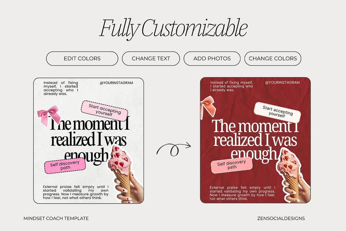 Pink Mindset Coach Instagram Template preview 6