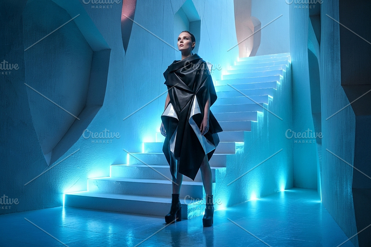 Futuristic Glowing Neon Ice Stairs, a Background Photo by Aura Canyon HQ (Photo 2 of 9)